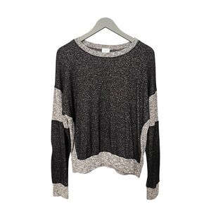 Evereve Peyton Jensen Black Grey Color Block relaxed fit pullover shirt size S